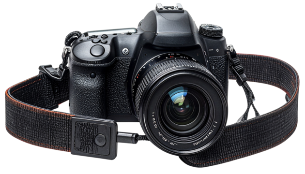 DSLR Camera PNG, Professional Digital Camera with Lens, Transparent Background, Photography Illustration, Media and Technology Design - Powered by Adobe