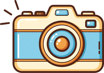 Vintage cartoon camera icon fun photography retro style graphic element isolated on transparent background