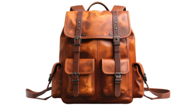 Camping Backpack PNG, Large Outdoor Travel Bag with Straps and Pockets, Transparent Background, Hiking Illustration, Adventure and Survival Gear Design - Powered by Adobe