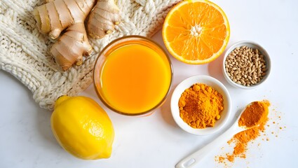 Fresh Turmeric Ginger Juice with Citrus and Spices
