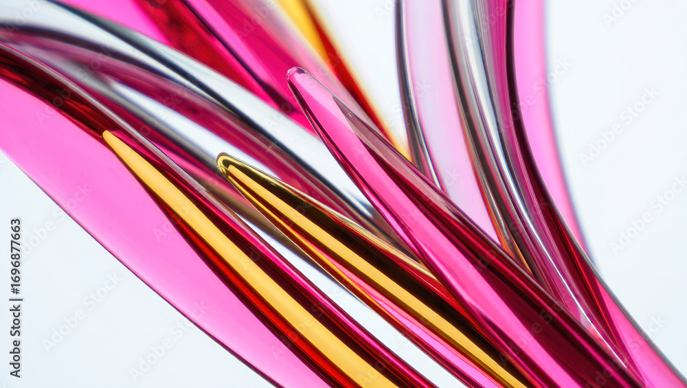 Aufkleber an abstract composition of polished elements arranged in a dynamic pattern. glass or liquid metal, b