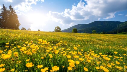 Fototapeta premium Sunny meadow with wildflowers (1)