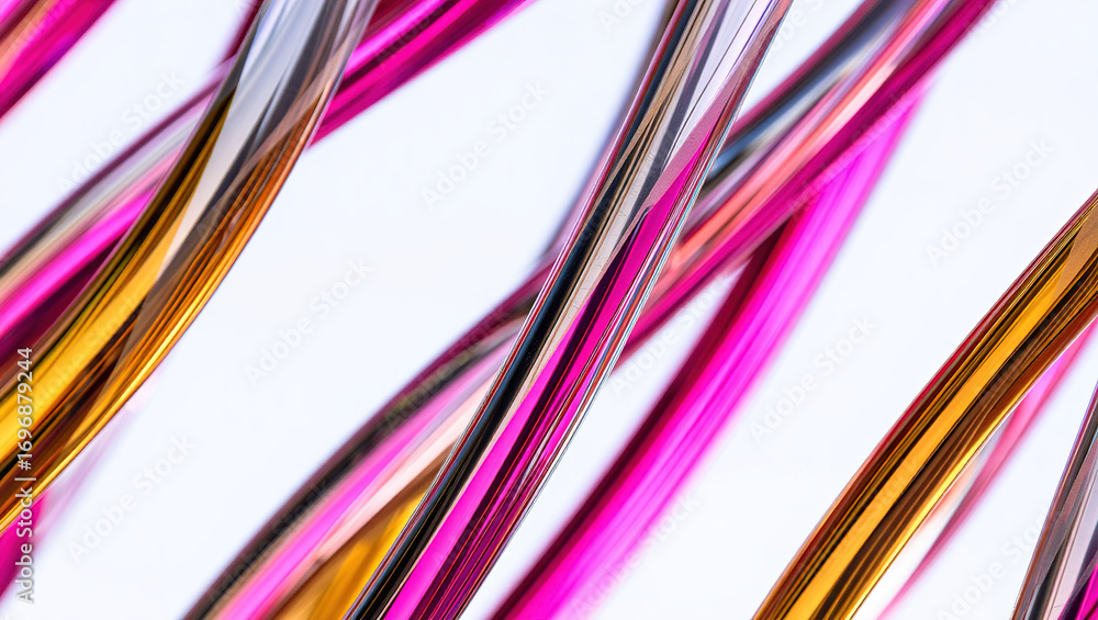 Poster an abstract composition of polished elements arranged in a dynamic pattern. glass or liquid metal, b