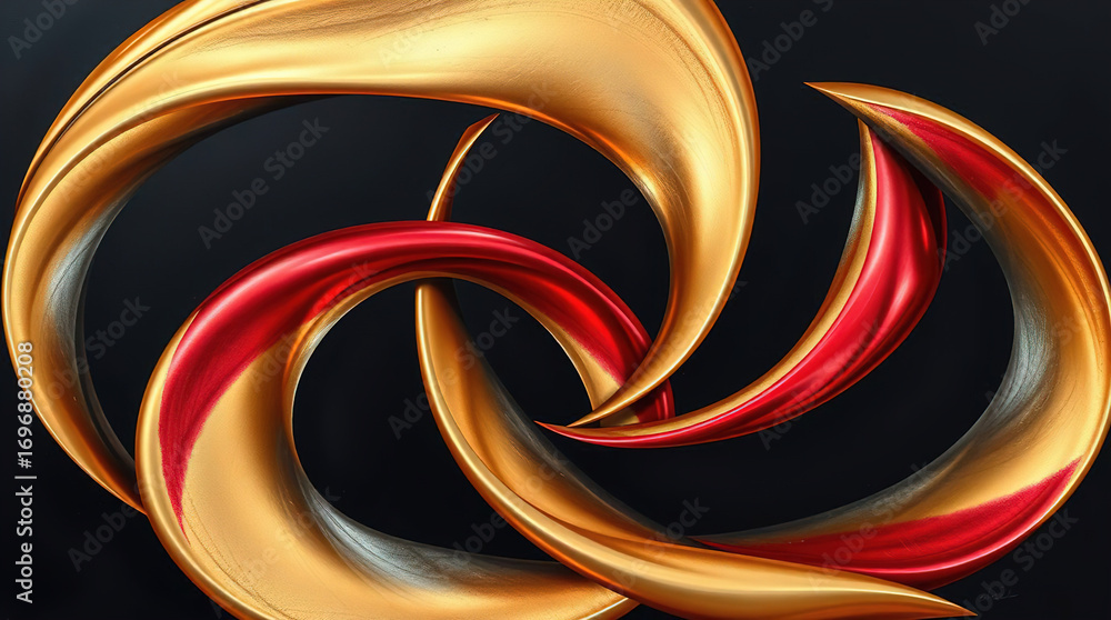 Poster an abstract composition of polished elements arranged in a dynamic pattern. glass or liquid metal, b