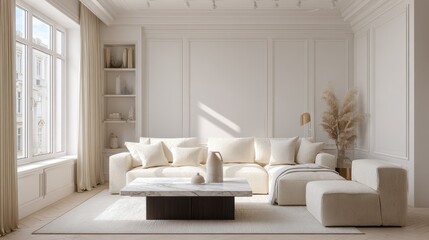 light beige minimalist interior design photography