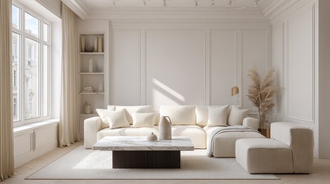 light beige minimalist interior design photography