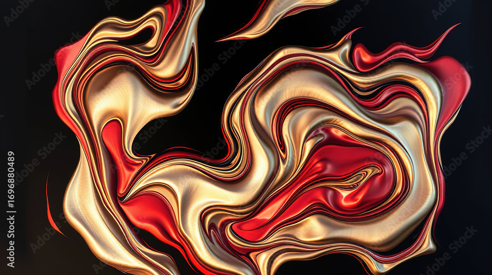 Poster an abstract composition of polished elements arranged in a dynamic pattern. glass or liquid metal, b