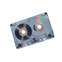 Fototapeta premium A vintage audio cassette tape isolated on transparent background, a nostalgic symbol of music and recording technology, a relic of the past, a reminder of the analog era, a collectible item for music 