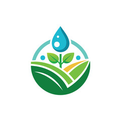 Green agriculture and water drop logo for sustainable farming
