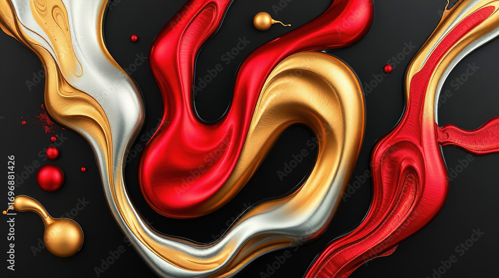 Aufkleber an abstract composition of polished elements arranged in a dynamic pattern. glass or liquid metal, b