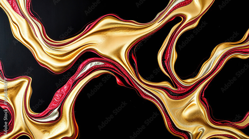 Poster an abstract composition of polished elements arranged in a dynamic pattern. glass or liquid metal, b