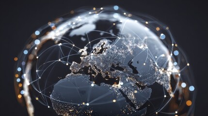 conceptual image of a globe with network connections symbolizing global internet technology