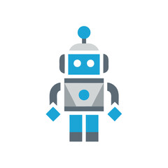 Fototapeta premium Cute blue and gray robot character with antennas