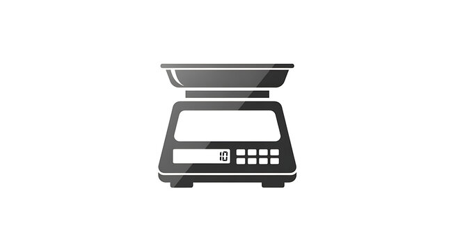Illustration of a digital kitchen scale with a display showing the number ten in black and white ai generated