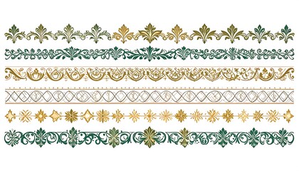Decorative vintage borders featuring detailed botanical and geometric motifs