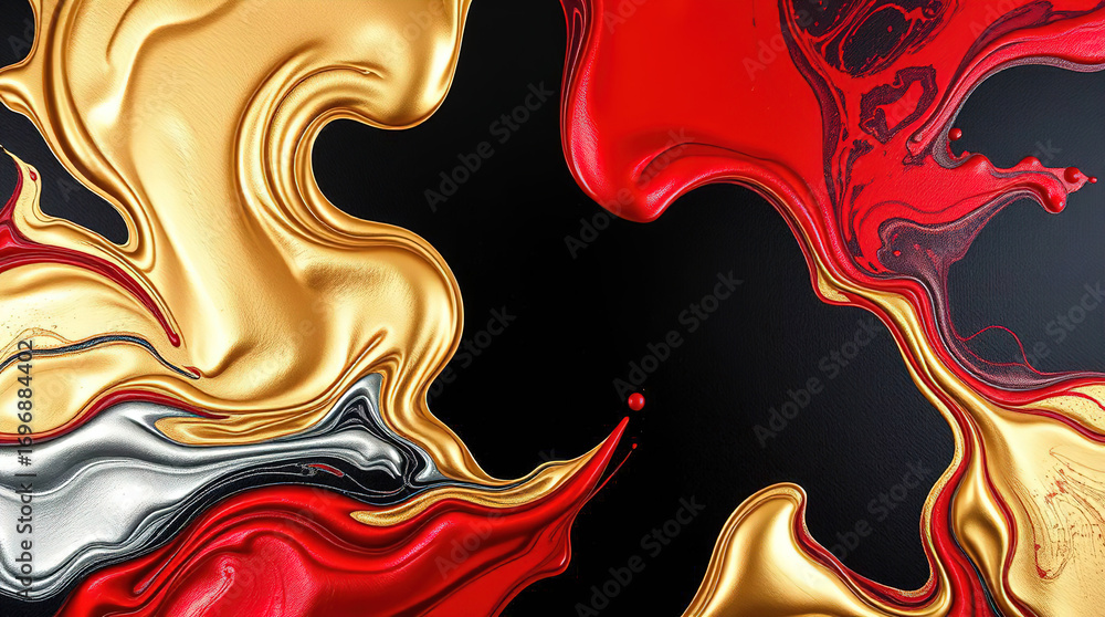 Poster an abstract composition of polished elements arranged in a dynamic pattern. glass or liquid metal, b