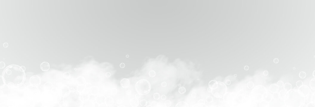 This vector template shows a bath foam with shampoo bubbles isolated on a transparent background. It can be used for advertising purposes. Mousse bath foam.	
