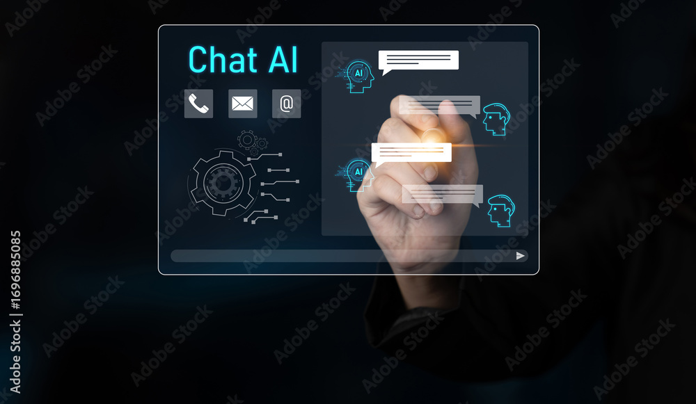 Aufkleber ai chatbot interface facilitates communication, chatbot, and ai interaction for automated user suppo