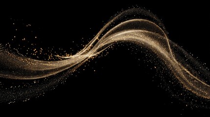 dynamic golden glitter trail swirls across black background perfect for elegant designs  transparen png
