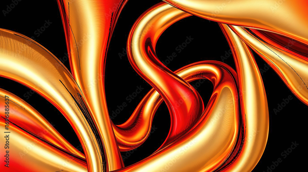 Aufkleber an abstract composition of polished elements arranged in a dynamic pattern. glass or liquid metal, b