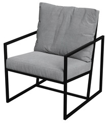 Stylish chair with a gray seat and black frame, perfect for modern interiors. Ideal for living room, bedroom, or office.