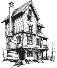 The village house. Hand drawn vector illustration