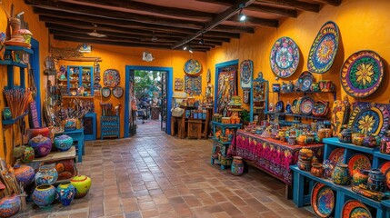 Fototapeta premium Vibrant Artisan Shop Interior with Colorful Handcrafted Decor