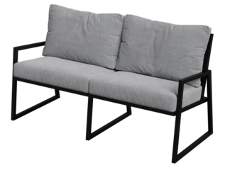 Stylish gray sofa with a black frame, perfect for modern interiors. Ideal for living room or office.