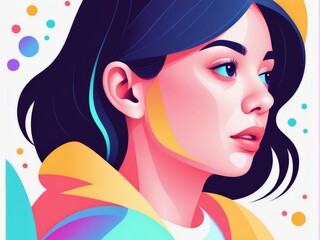 A digital illustration of an individual with vibrant colors and abstract background, evoking modern art style