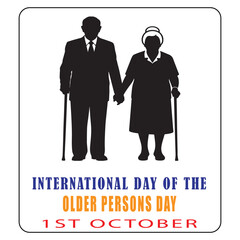 Vector illustration for International Day of the Older Persons with a caregiver helping a senior with a walker
