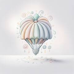 A whimsical light bulb balloon with a playful artistic style