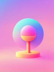 A digitally rendered illustration featuring geometric shapes in gradient colors