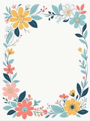 A decorative floral border with a variety of flowers in pastel colors