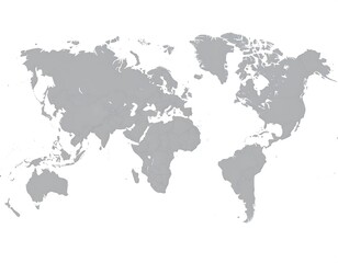 Detailed World Map Illustration with Country Borders in Subtle Grey Tone