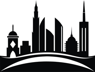 Dynamic Urban Silhouette An Illustrative Skyline Displaying Modern Architecture and Growth Perfect for Cityscape Design and Branding Purposes