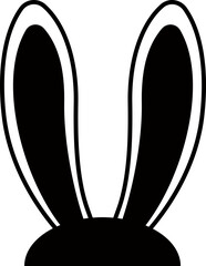 Easter bunny ear icon. Black silhouette vector illustration isolated on transparent background, element for easter decoration, cutting or printing. Easter Bunny ears kid headband vector design.
