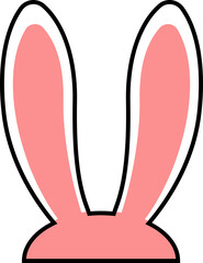 Easter bunny ear icon. Pink silhouette vector illustration isolated on transparent background, element for easter decoration, cutting or printing. Easter Bunny ears kid headband vector design.