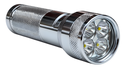 Powerful, durable, and modern metallic LED flashlight for outdoor adventures, emergencies, and tactical use, built for reliability and bright illumination.