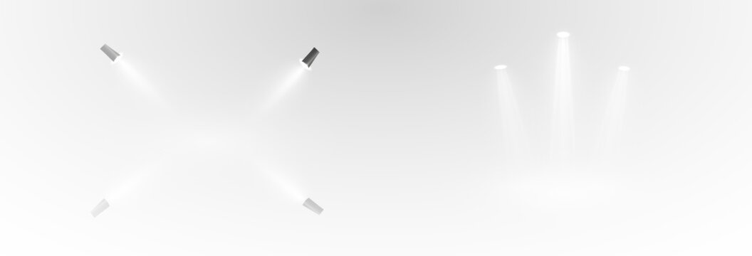 The vector set of light includes a light source, studio lighting, walls, and a PNG. It also includes spotlight lighting and a spotlight PNG. Finally, it includes light beams and a light effect.