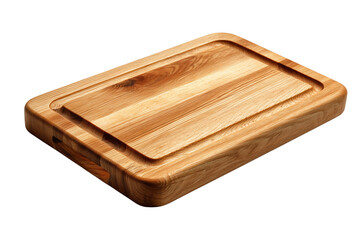 Wooden rectangle cutting board, featuring prominent juice groove and chamfered edge. An essential kitchenware item for cooking and food preparation, fostering healthy meals and joyful