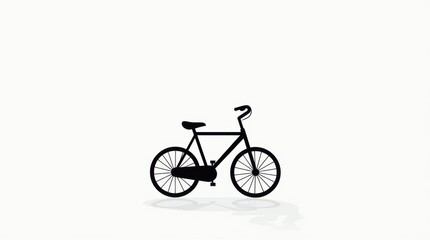 Obraz premium Minimalist black silhouette of a bicycle on white background, clean lines, perfect for posters, infographics, and concept art.