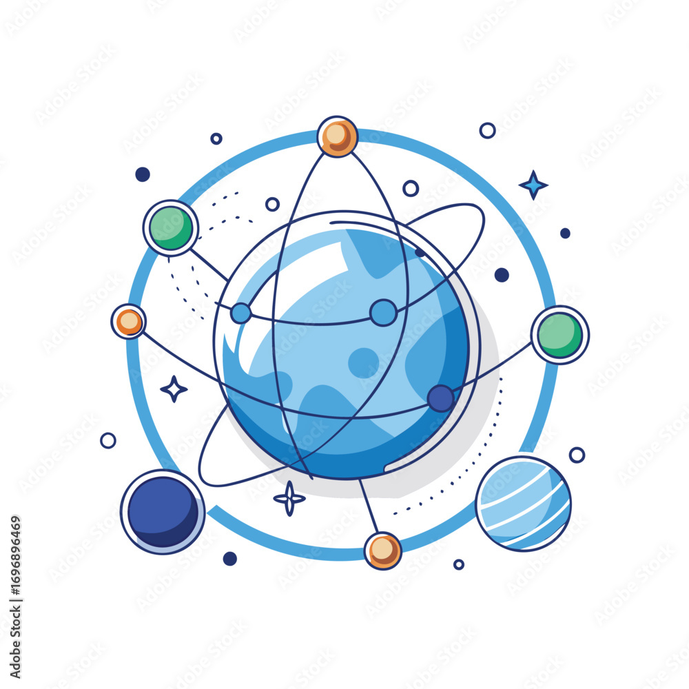 Poster global network connections and digital communication system