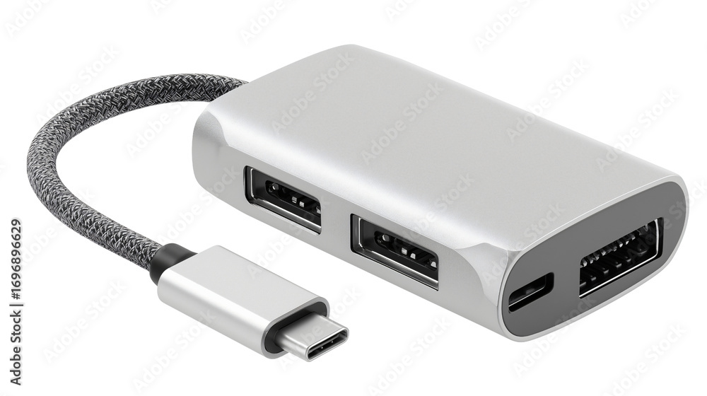 Fototapete sleek silver multiport adapter provides efficient connectivity for modern devices. portable versatil