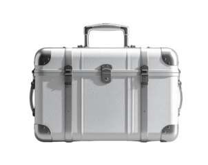 metal suitcase isolated on white