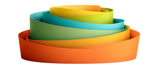 Colorful ribbon spiral stack. Abstract vibrant design with gradient hues, radiating joyful energy. Multi tier banner provides dynamic visual appeal for creative content