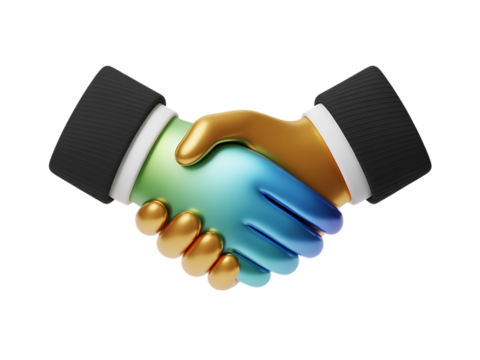 3d handshake illustration isolated on transparent background