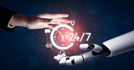 AI artificial intelligence supports 24-hour customer service with virtual assistants, real-time...