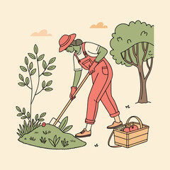 Organic Farming Collection — Minimal Pastel Vectors of Sustainable Agriculture