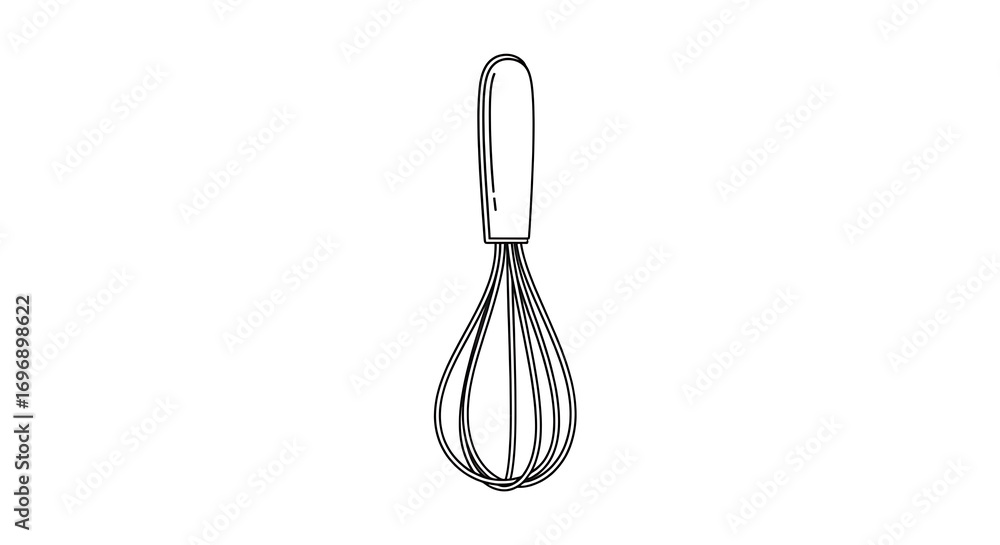 Wall mural a simple line drawing of a whisk with a rounded handle isolated on a white background showing the to
