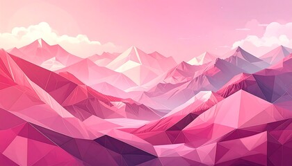 Pink polygon mountainscape